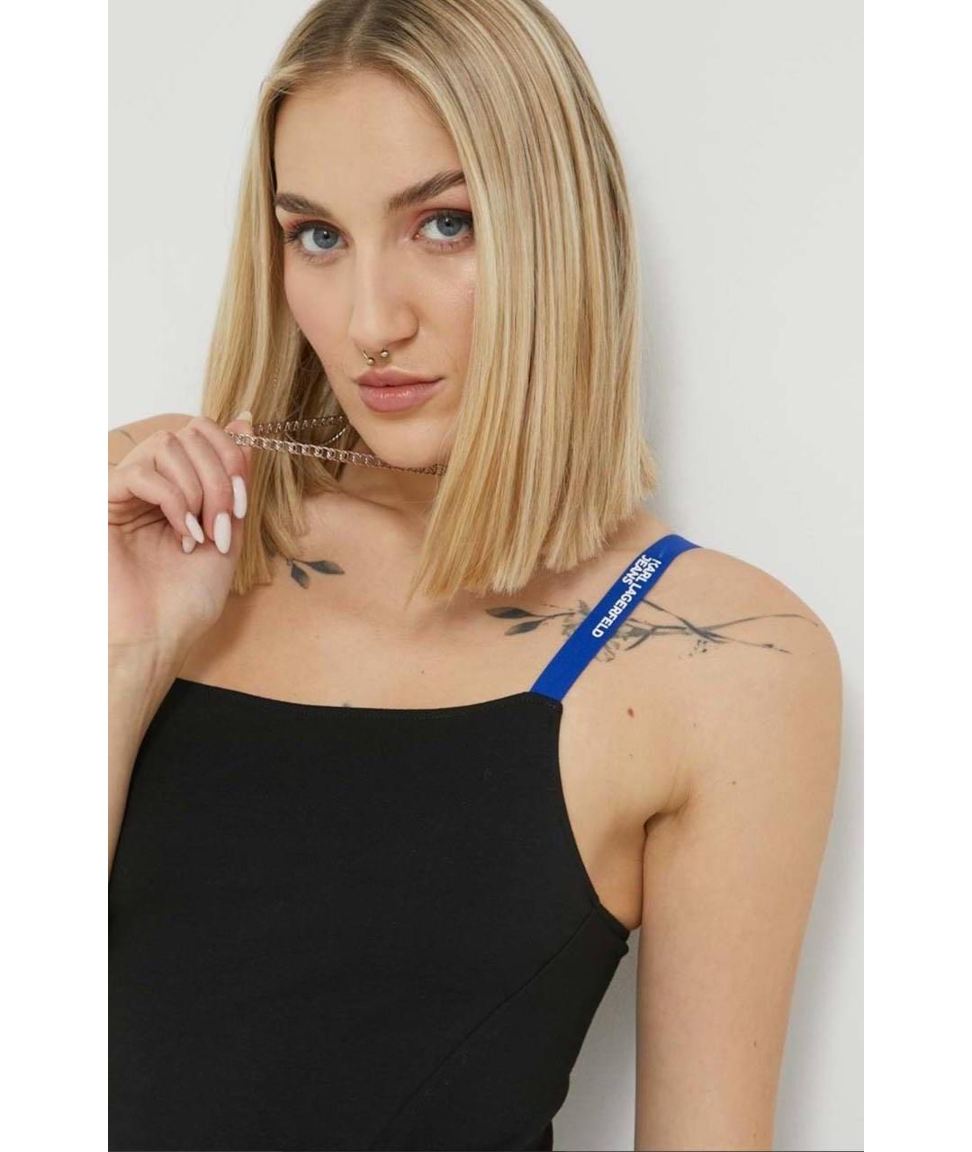 KARL LAGERFELD Черный хлопко-эластановый сарафан, фото 3