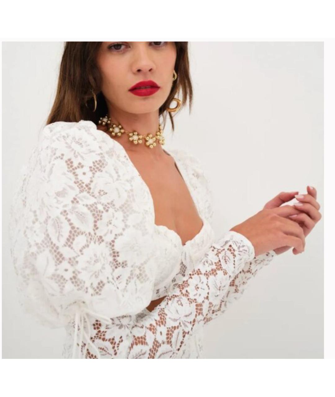 FOR LOVE AND LEMONS Белое полиэстеровое коктейльное платье, фото 2