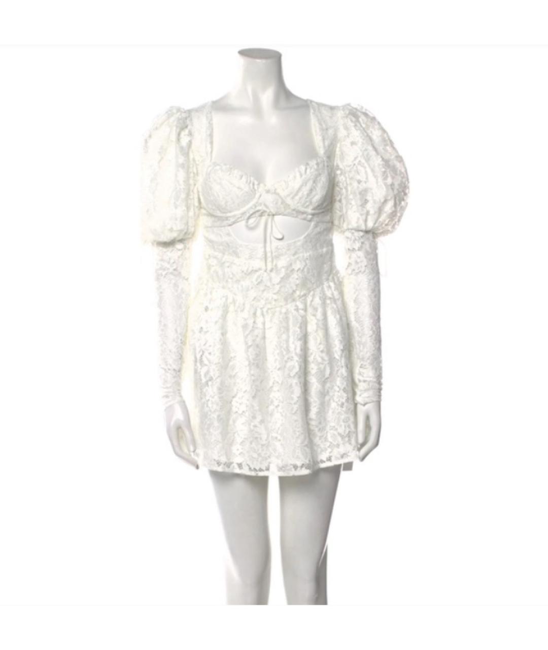 FOR LOVE AND LEMONS Белое полиэстеровое коктейльное платье, фото 5