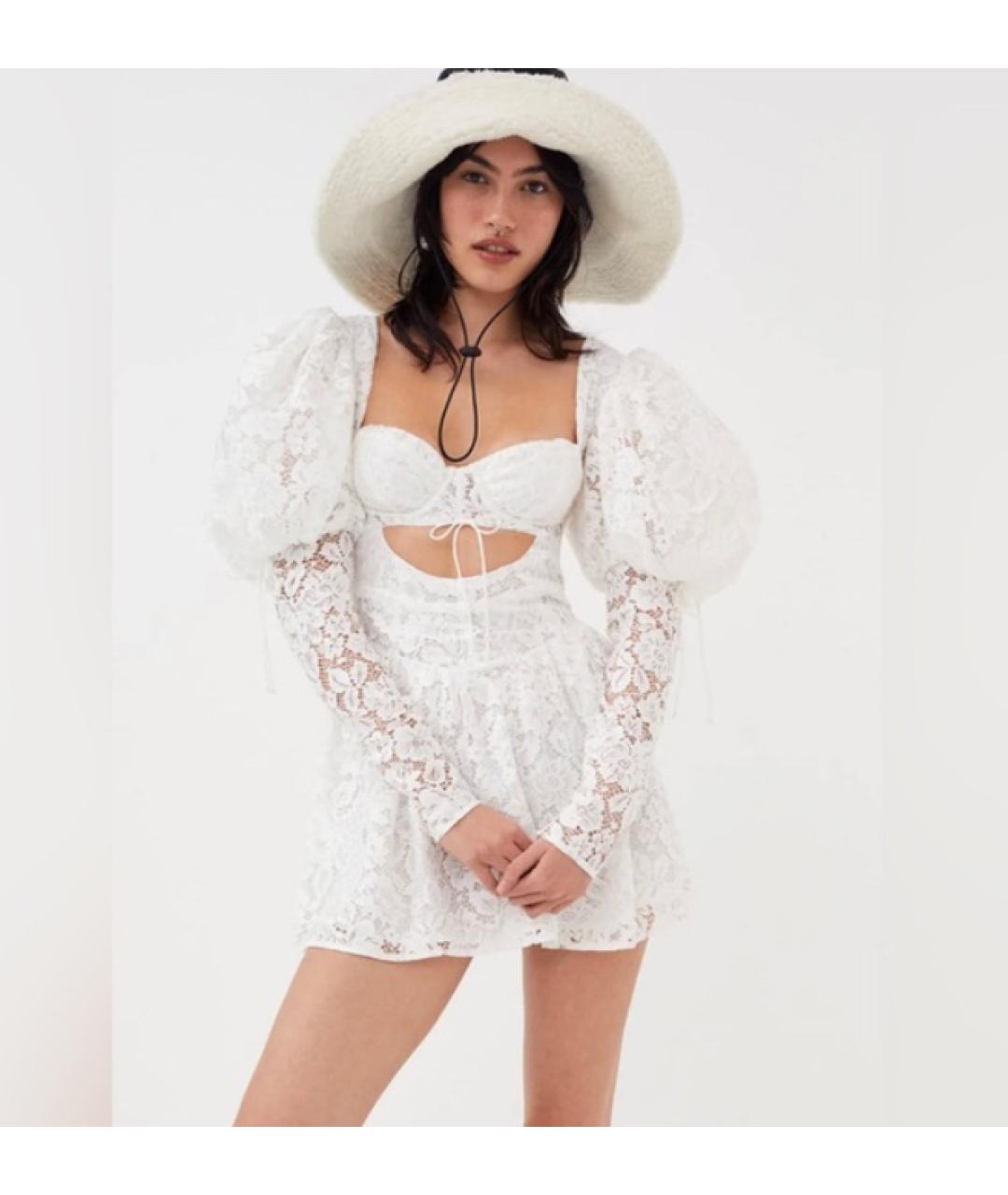 FOR LOVE AND LEMONS Белое полиэстеровое коктейльное платье, фото 4