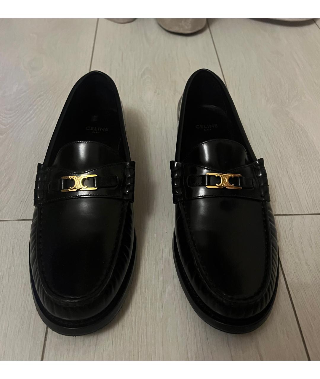CELINE Черные кожаные лоферы, фото 2