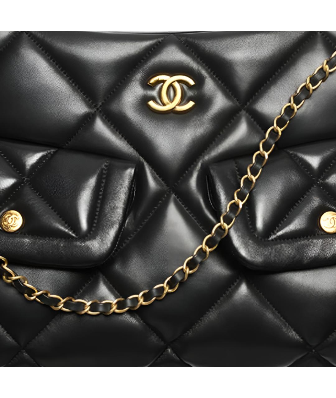 CHANEL Черная кожаная сумка через плечо, фото 5