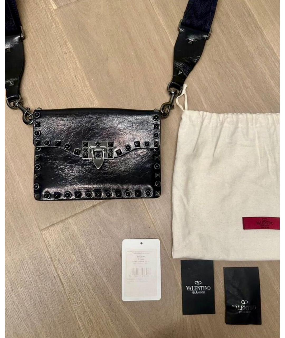 VALENTINO Черная кожаная сумка через плечо, фото 4