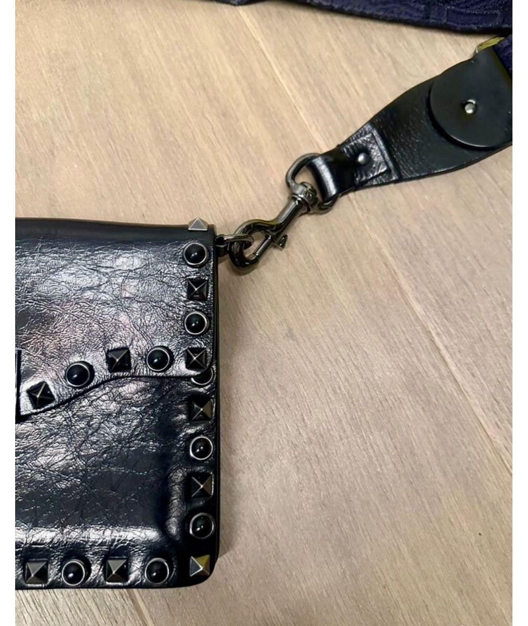 VALENTINO Черная кожаная сумка через плечо, фото 8