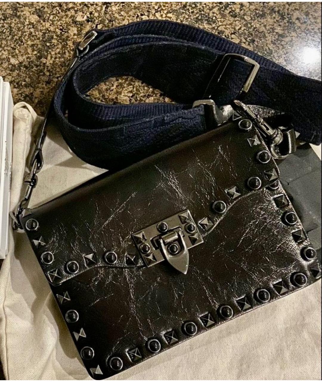 VALENTINO Черная кожаная сумка через плечо, фото 3