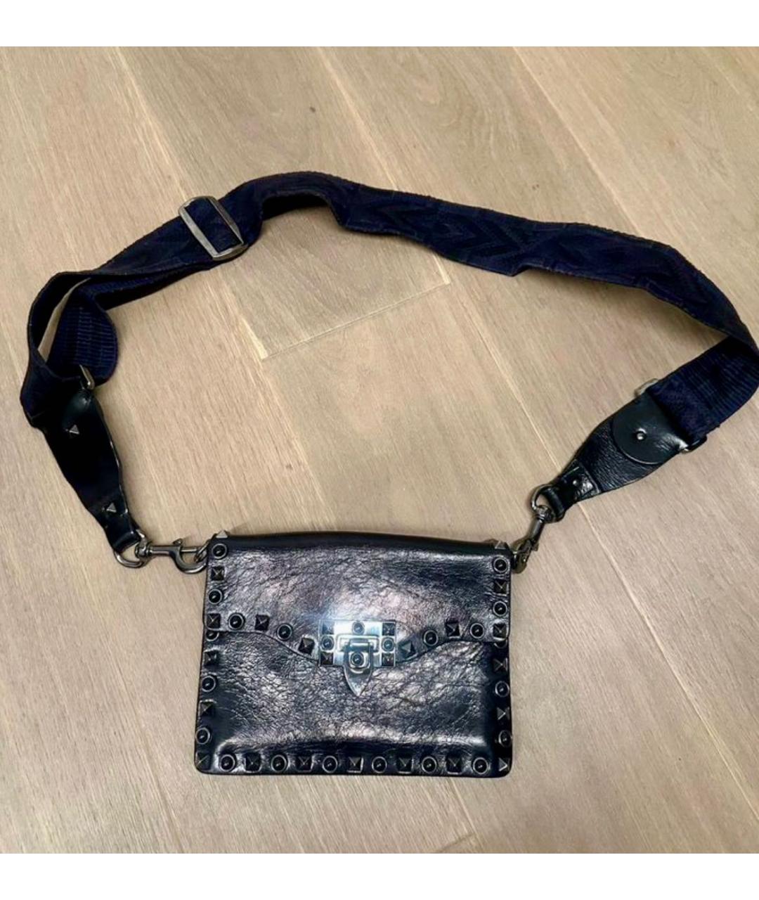 VALENTINO Черная кожаная сумка через плечо, фото 2