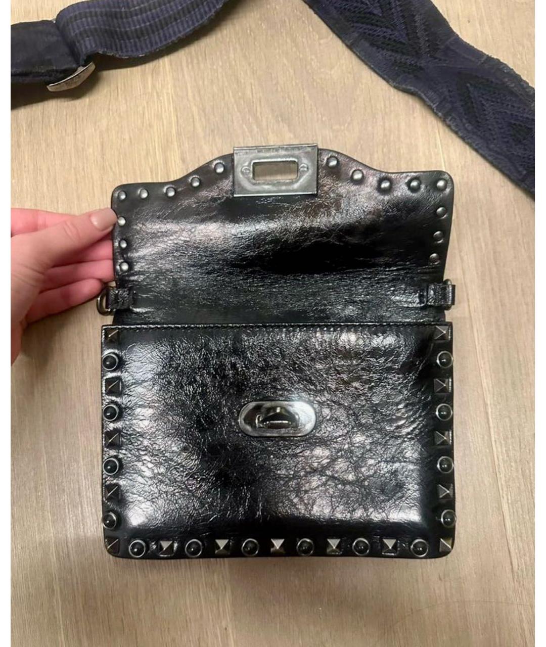 VALENTINO Черная кожаная сумка через плечо, фото 5