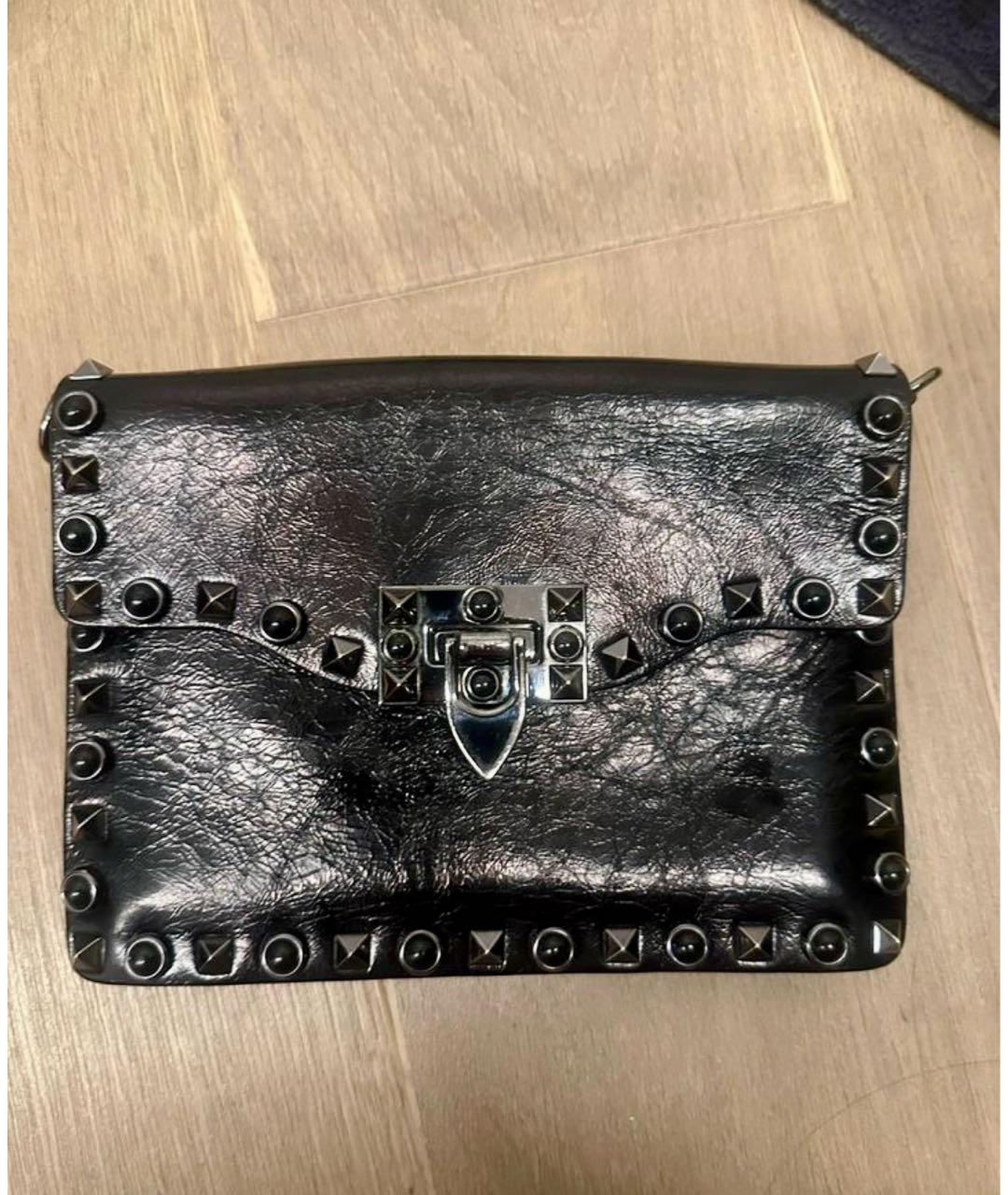 VALENTINO Черная кожаная сумка через плечо, фото 9