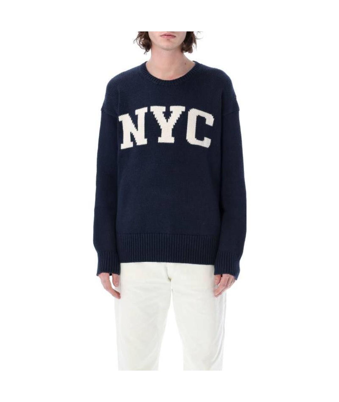 POLO RALPH LAUREN Темно-синий хлопковый джемпер / свитер, фото 3