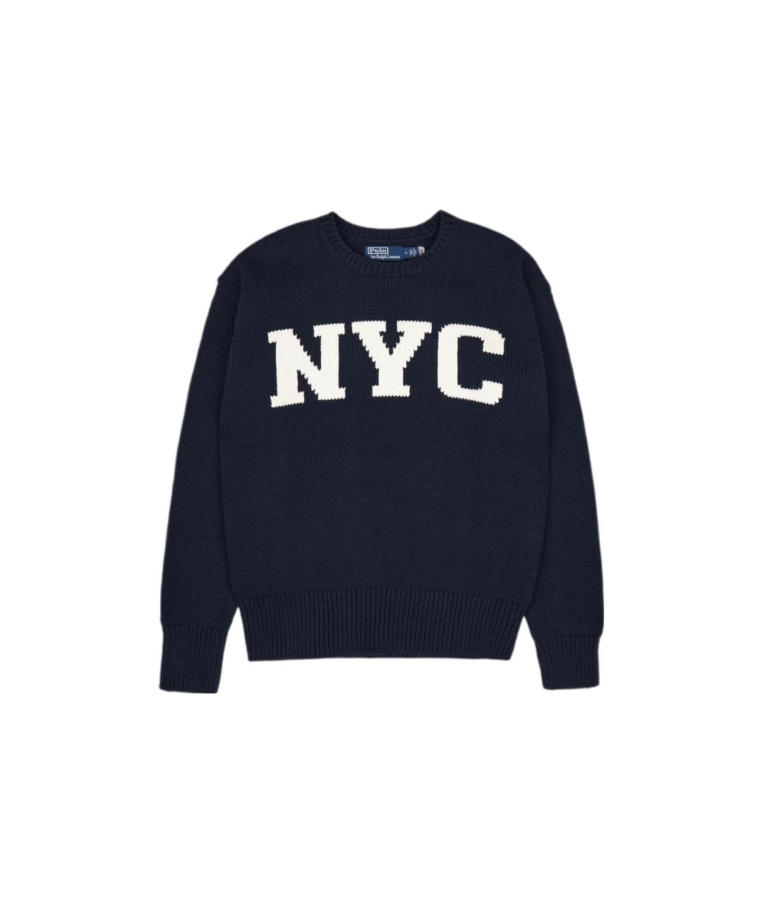 POLO RALPH LAUREN Темно-синий хлопковый джемпер / свитер, фото 1