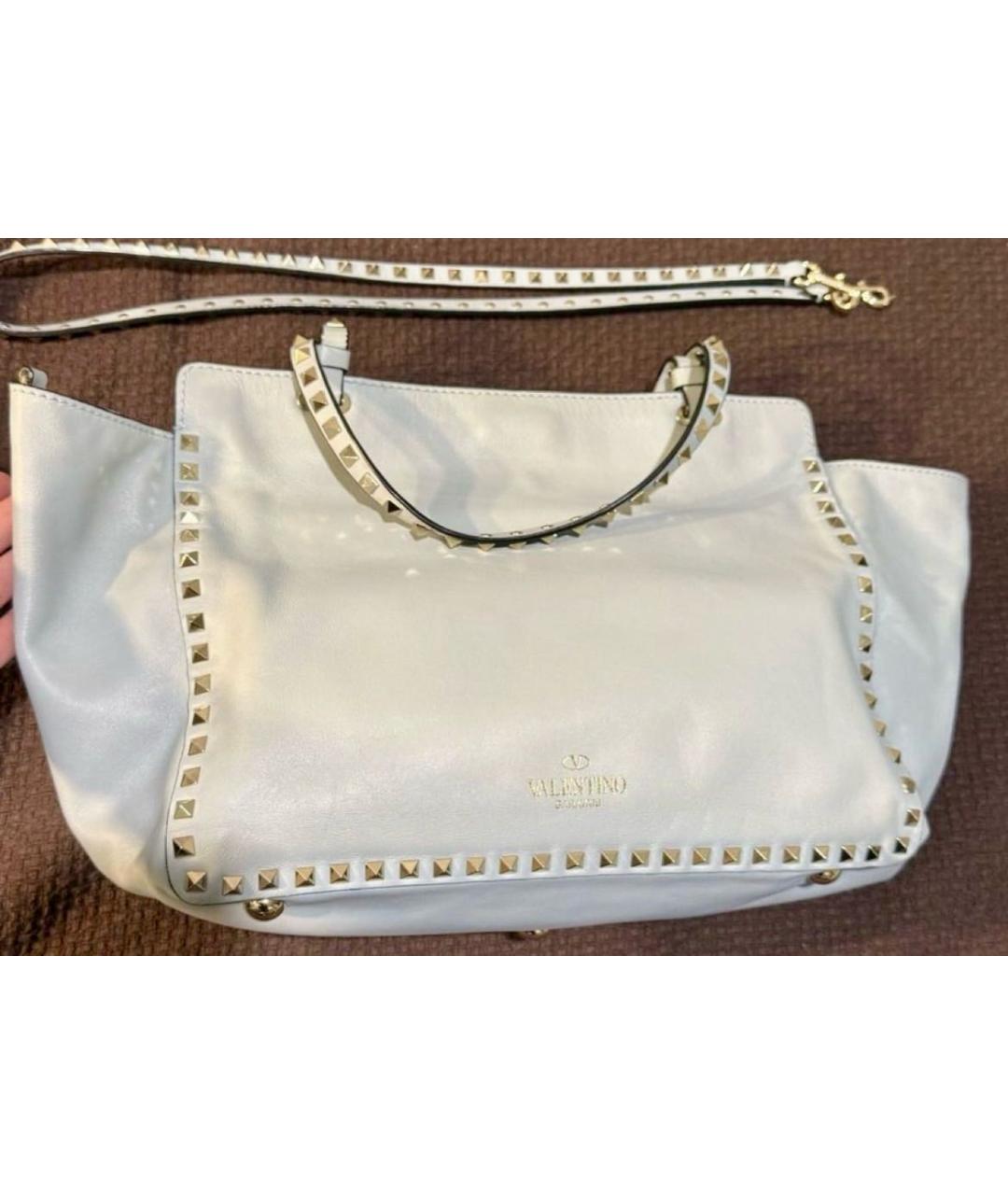 VALENTINO Голубая кожаная сумка тоут, фото 2