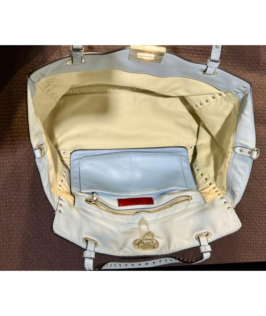 VALENTINO Голубая кожаная сумка тоут, фото 3