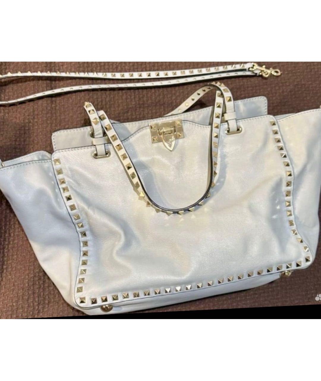 VALENTINO Голубая кожаная сумка тоут, фото 4