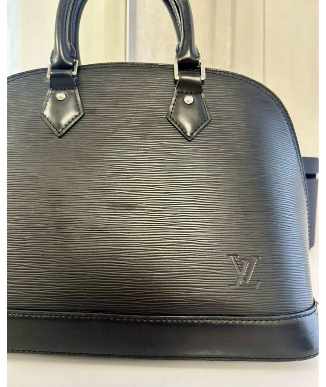 LOUIS VUITTON Черная кожаная сумка с короткими ручками, фото 3