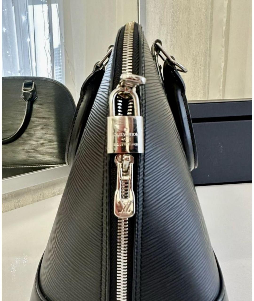 LOUIS VUITTON Черная кожаная сумка с короткими ручками, фото 5