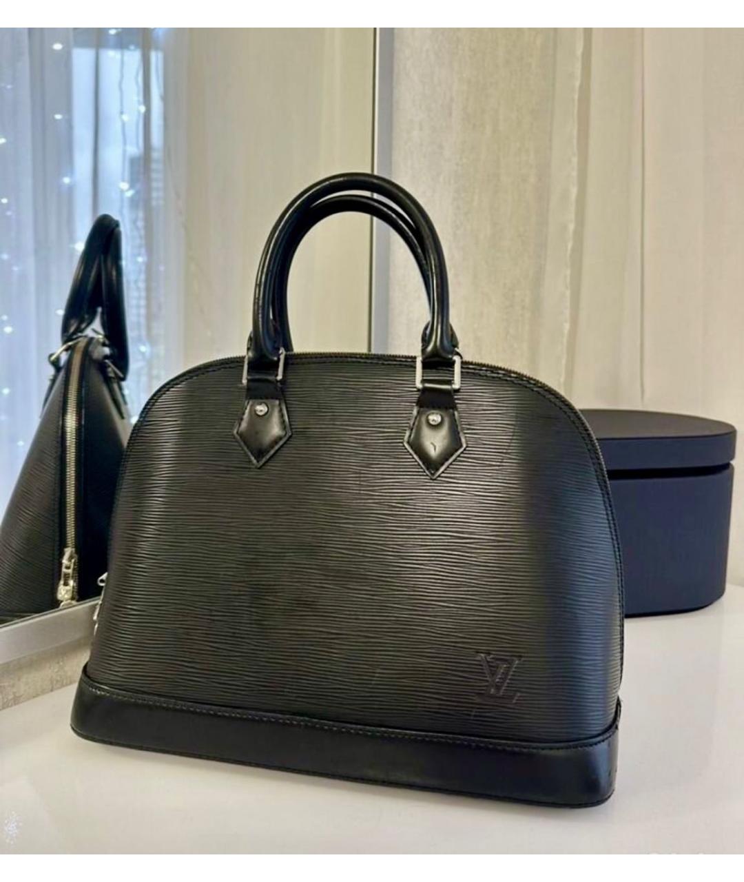 LOUIS VUITTON Черная кожаная сумка с короткими ручками, фото 2