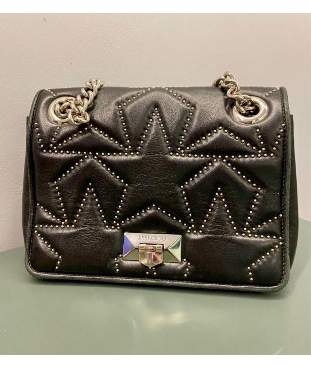 JIMMY CHOO Черная кожаная сумка через плечо, фото 9