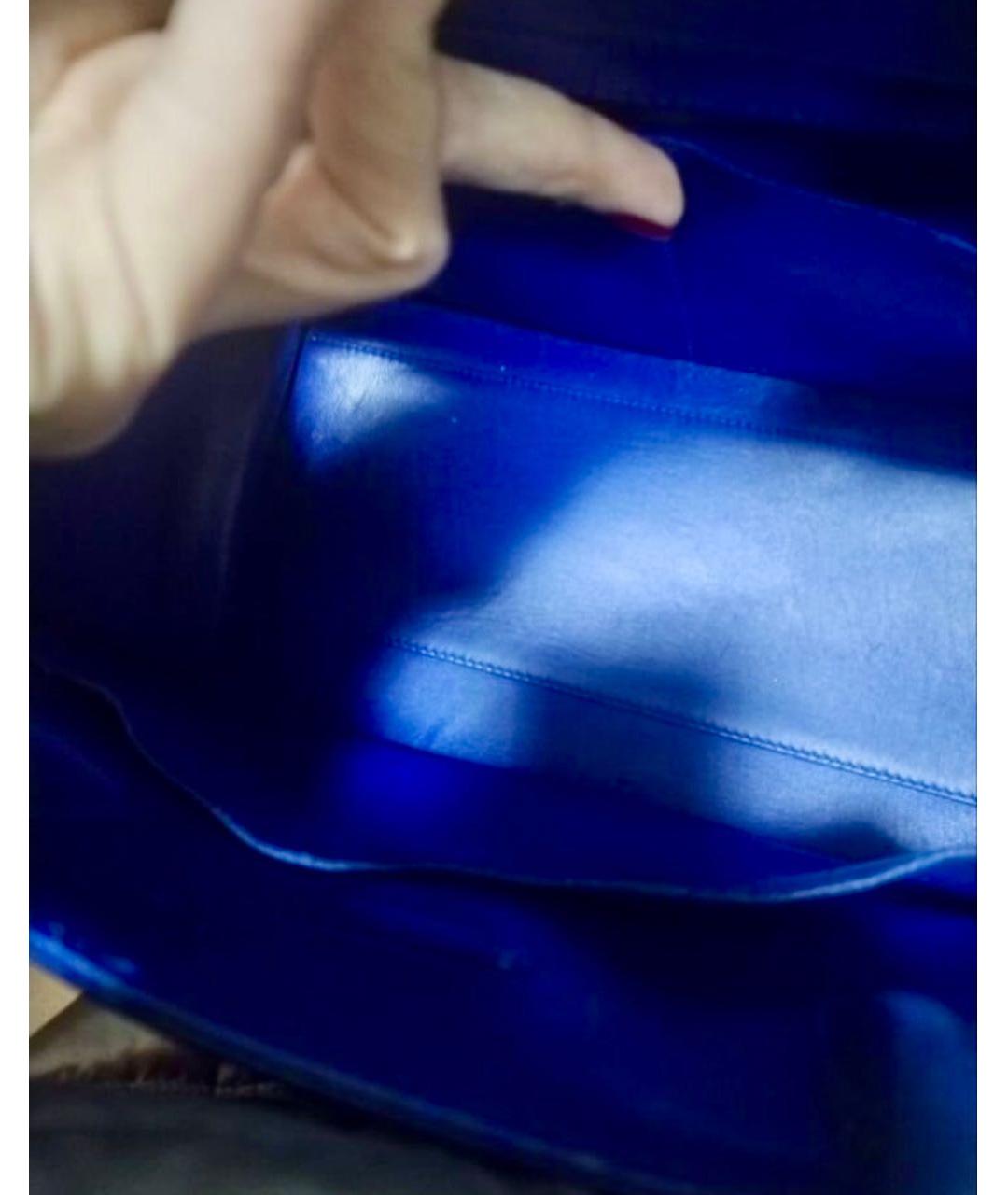 CHRISTIAN DIOR Синяя кожаная сумка с короткими ручками, фото 6