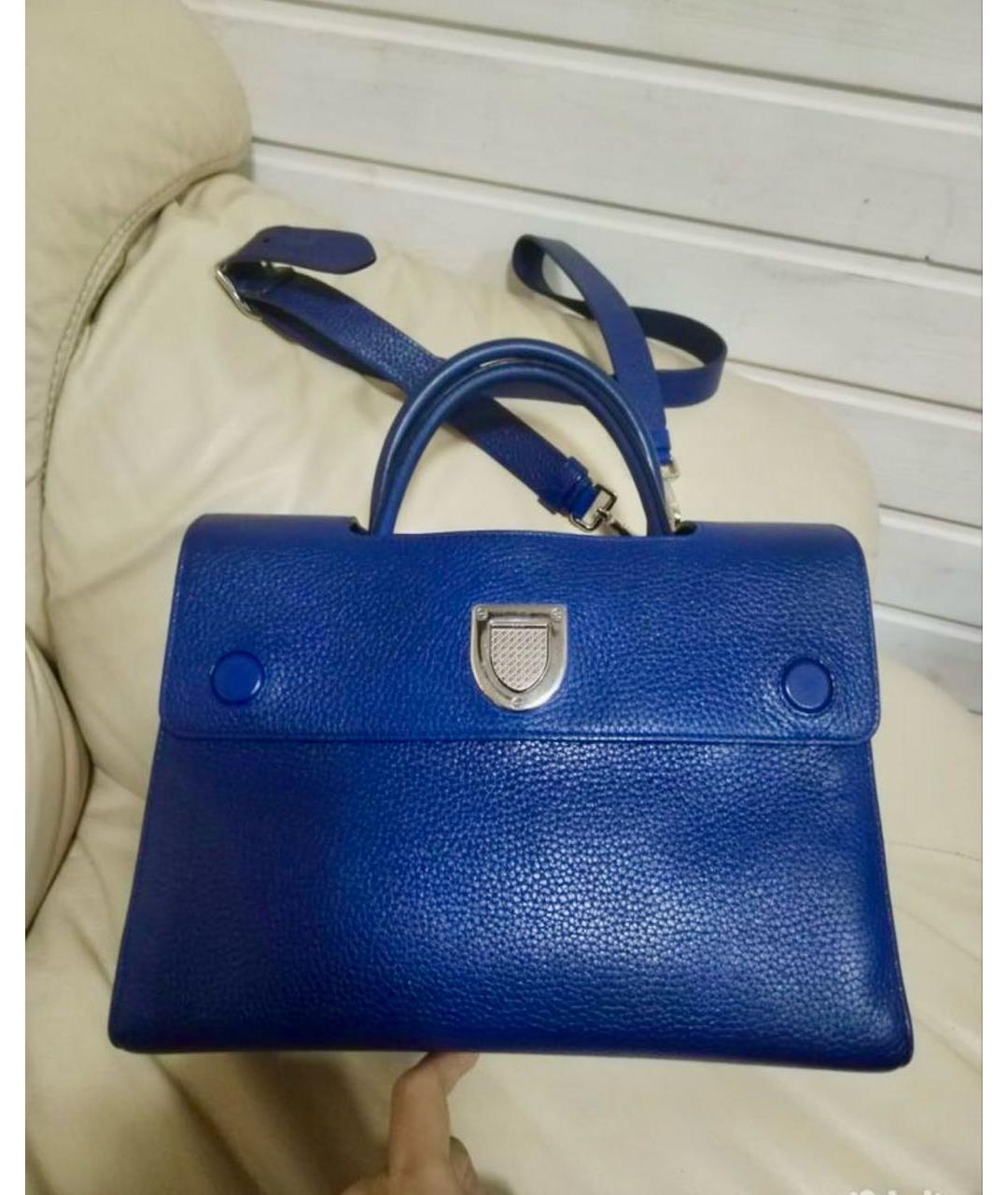 CHRISTIAN DIOR Синяя кожаная сумка с короткими ручками, фото 9