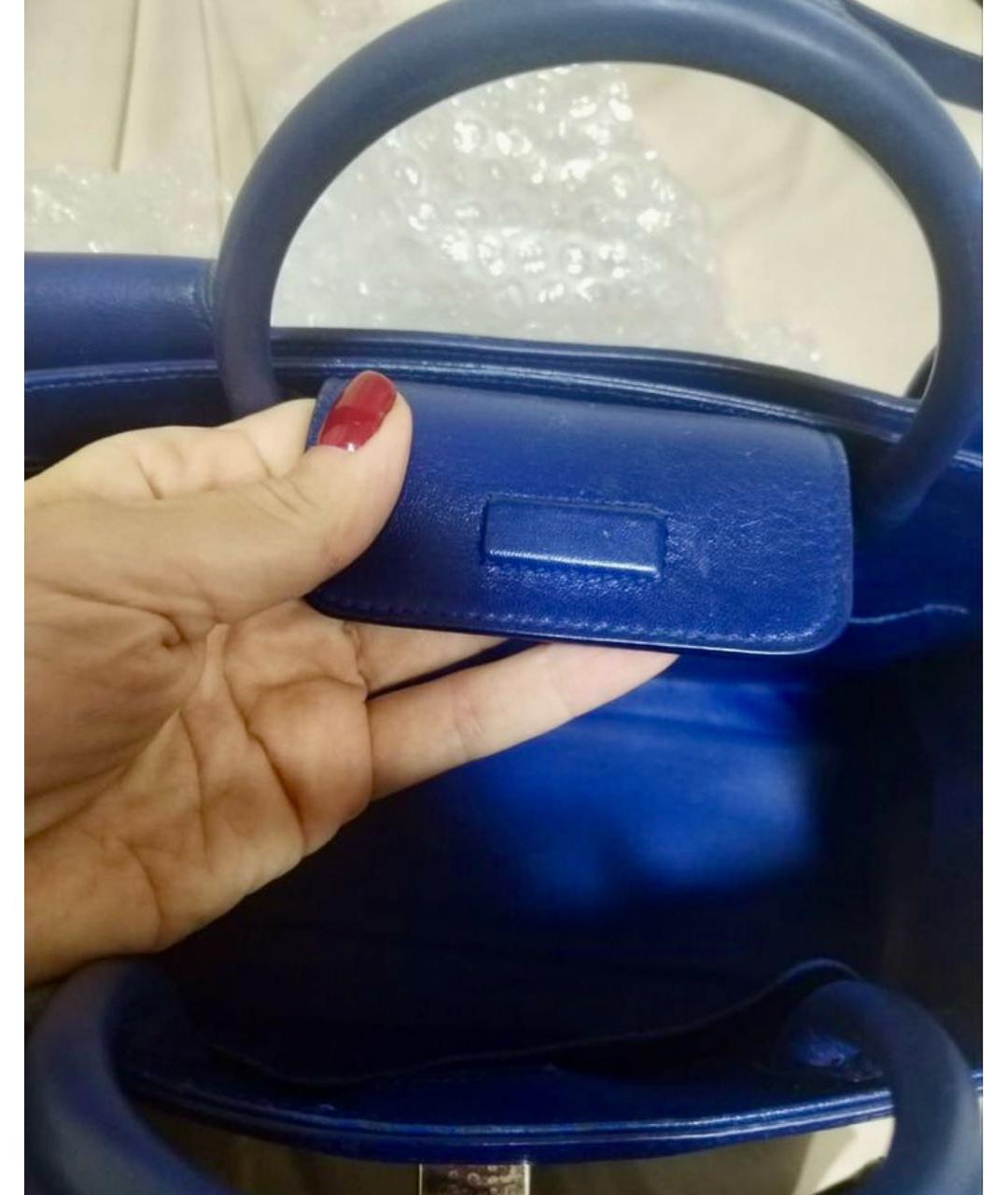 CHRISTIAN DIOR Синяя кожаная сумка с короткими ручками, фото 8