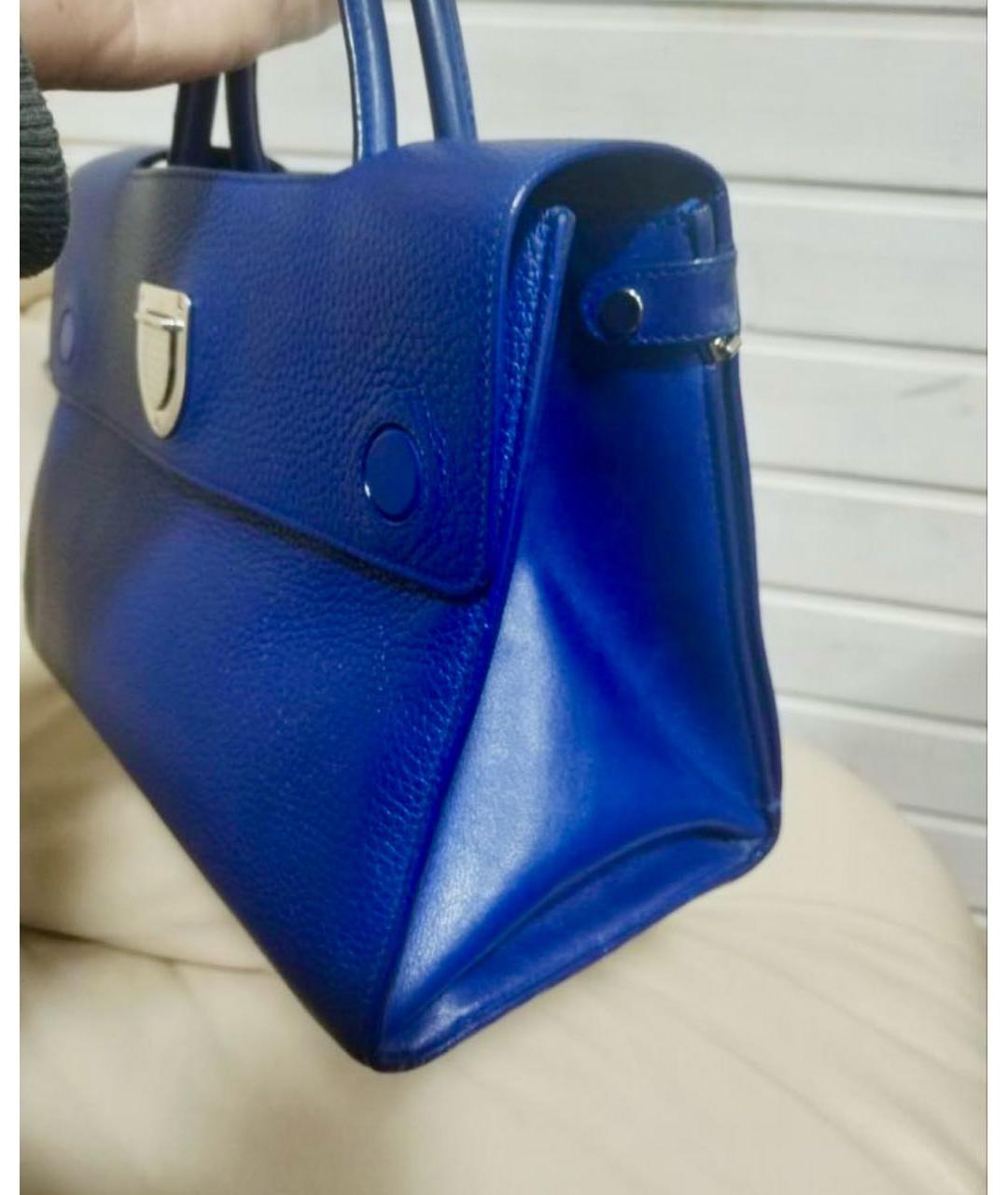 CHRISTIAN DIOR Синяя кожаная сумка с короткими ручками, фото 3