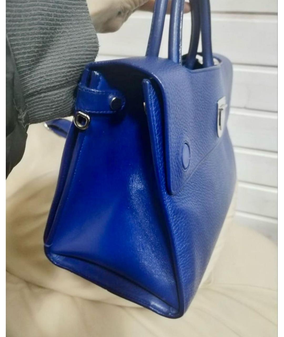 CHRISTIAN DIOR Синяя кожаная сумка с короткими ручками, фото 5