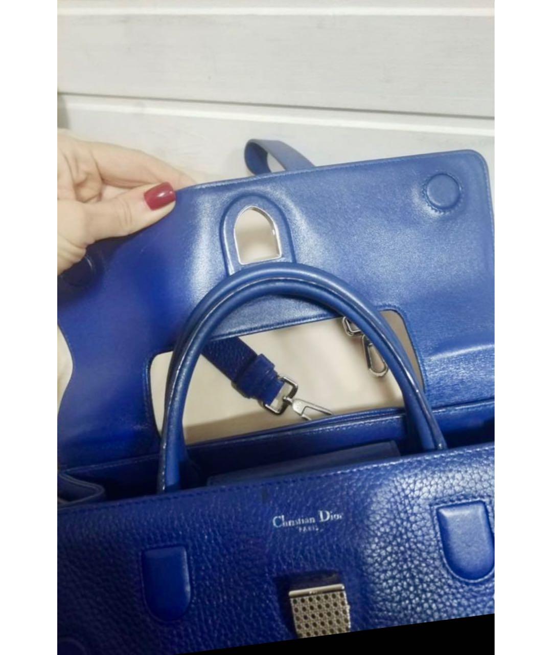 CHRISTIAN DIOR Синяя кожаная сумка с короткими ручками, фото 7