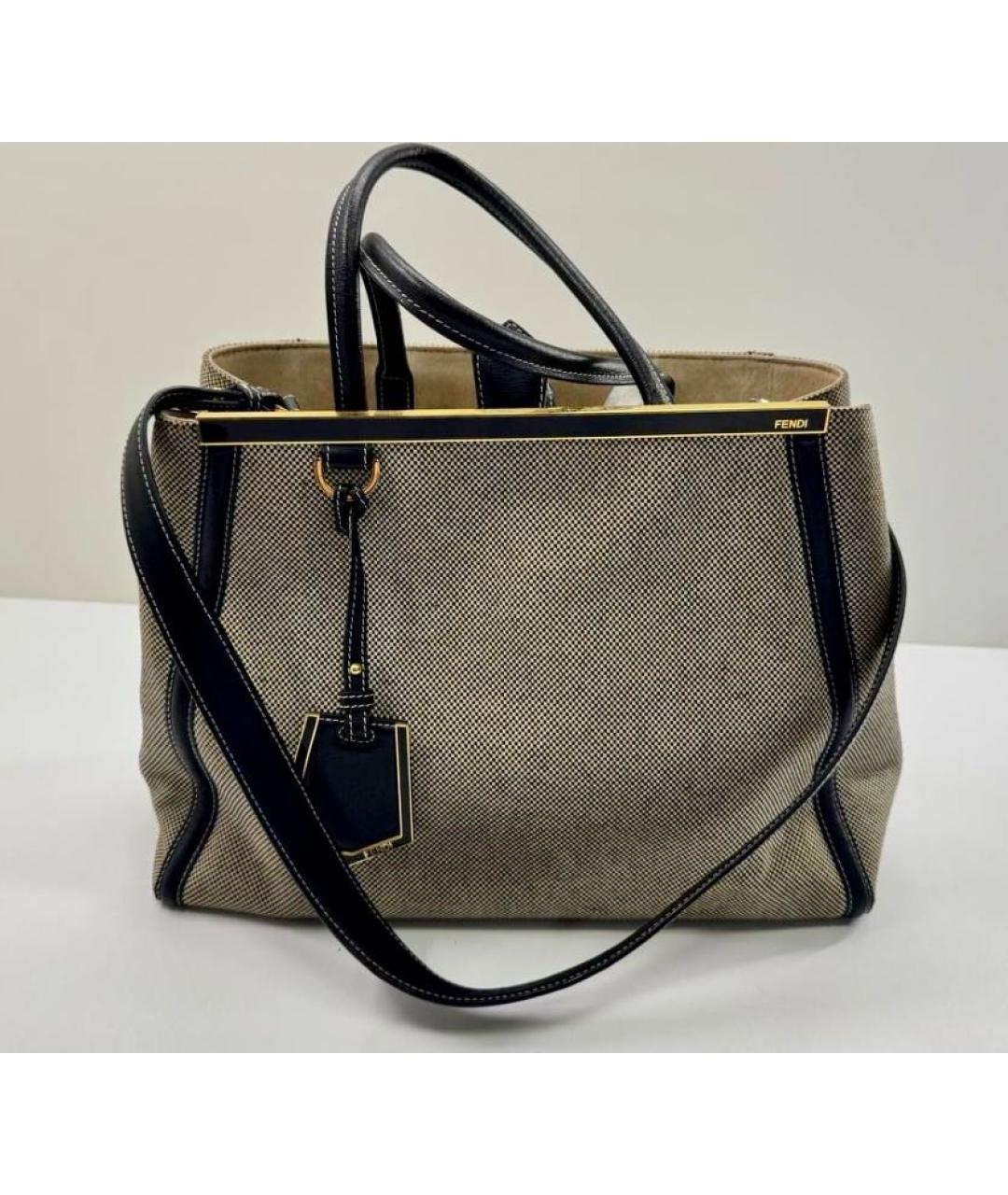 FENDI Черная кожаная сумка тоут, фото 3