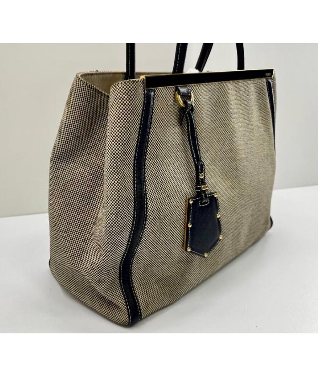 FENDI Черная кожаная сумка тоут, фото 5