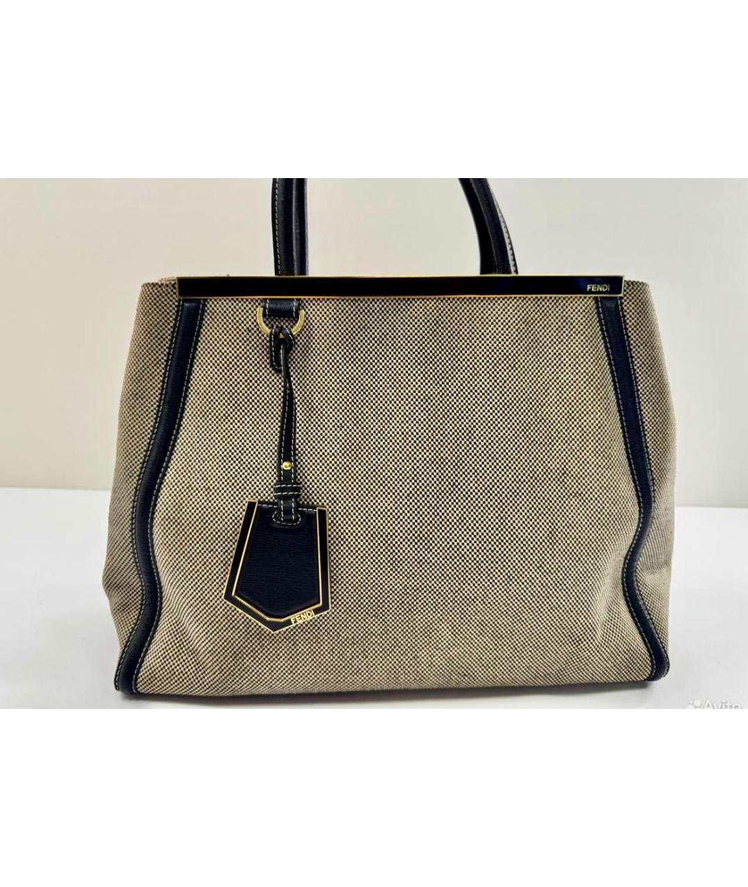 FENDI Черная кожаная сумка тоут, фото 2