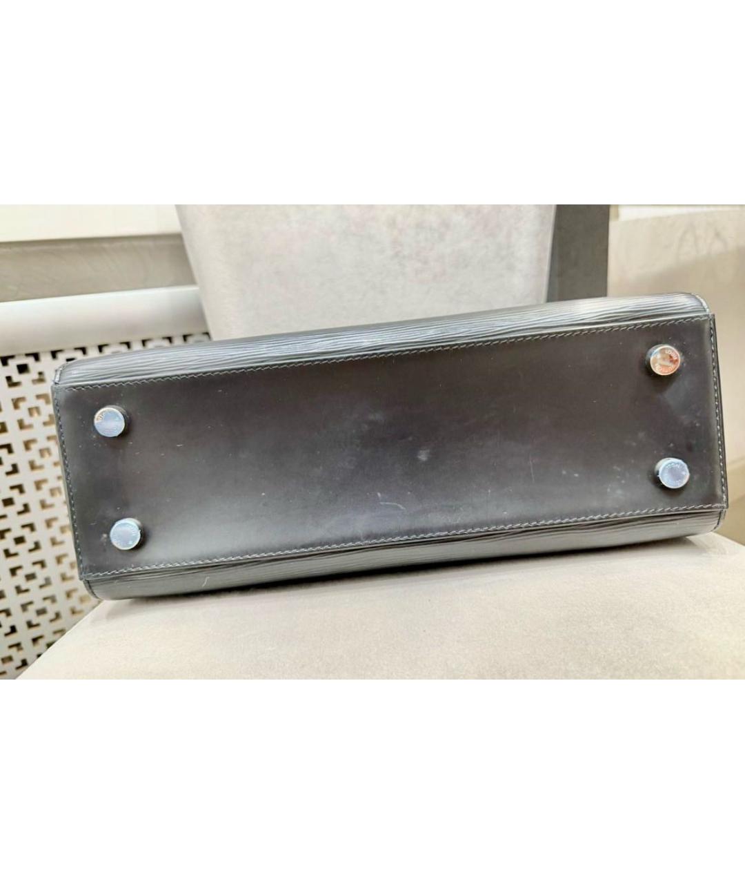 LOUIS VUITTON Черная кожаная сумка тоут, фото 4