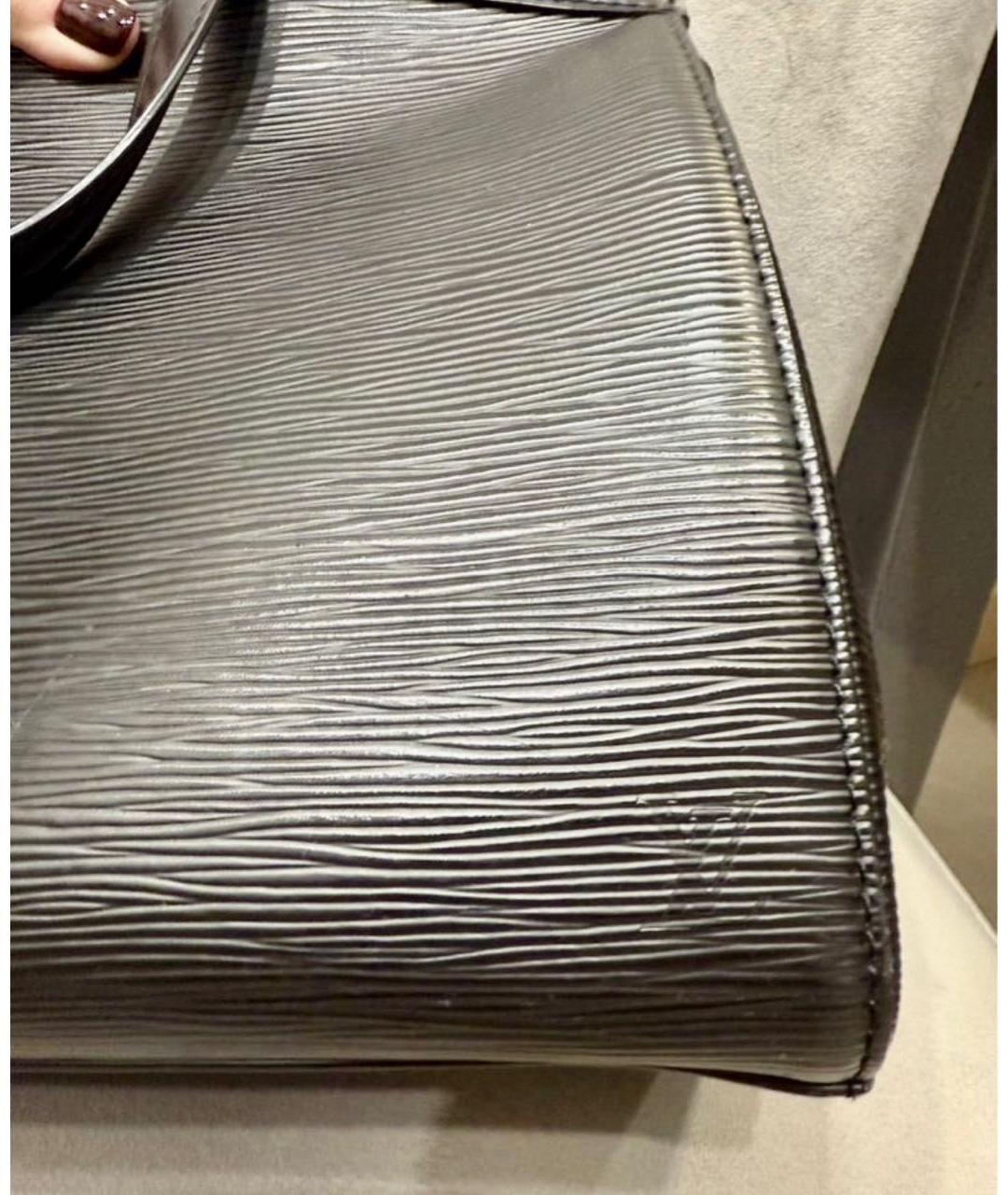 LOUIS VUITTON Черная кожаная сумка тоут, фото 7