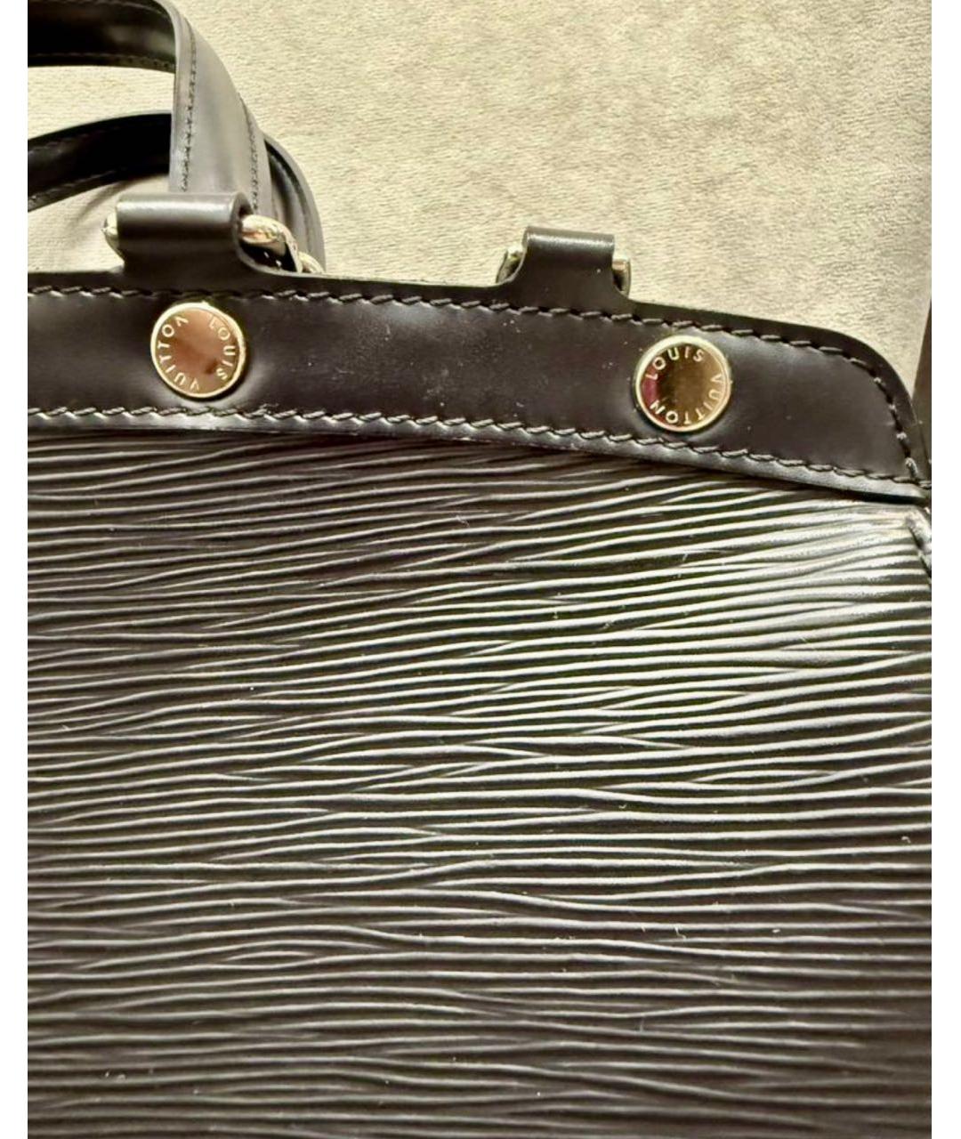 LOUIS VUITTON Черная кожаная сумка тоут, фото 3