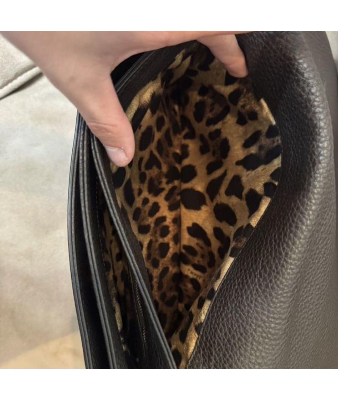 DOLCE&GABBANA Черная кожаная сумка через плечо, фото 5