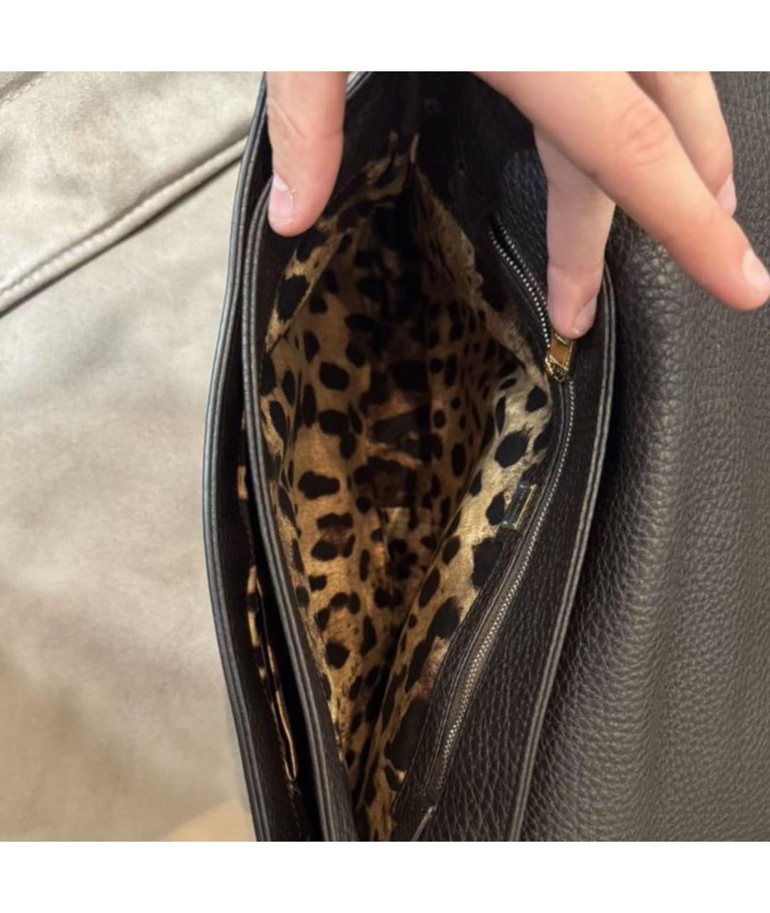 DOLCE&GABBANA Черная кожаная сумка через плечо, фото 4