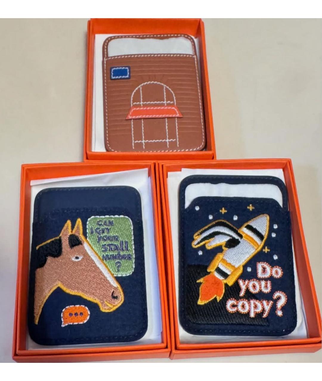 HERMES Темно-синий кожаный кардхолдер, фото 6