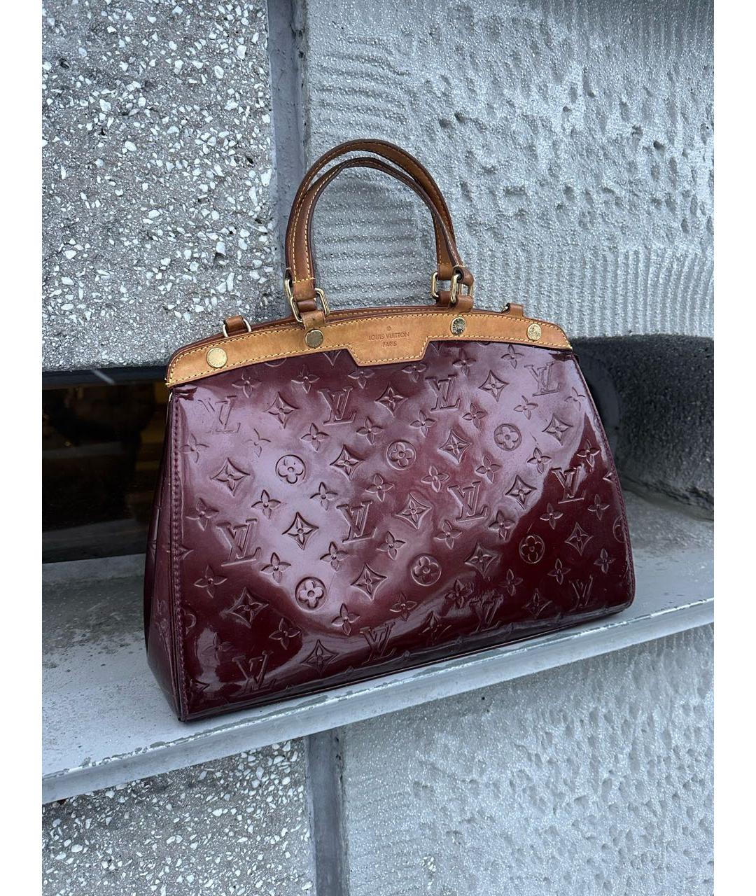 LOUIS VUITTON Бордовая кожаная сумка с короткими ручками, фото 2