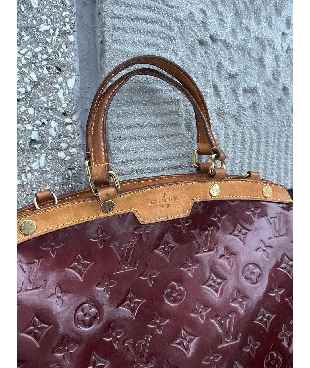 LOUIS VUITTON Бордовая кожаная сумка с короткими ручками, фото 3