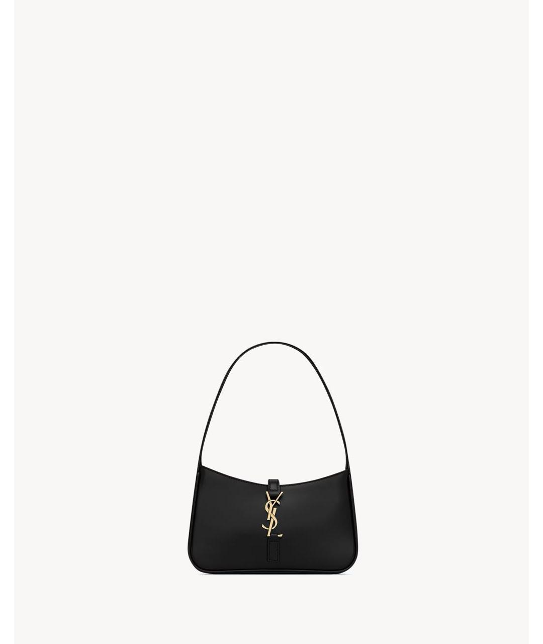 SAINT LAURENT Черная кожаная сумка с короткими ручками, фото 5