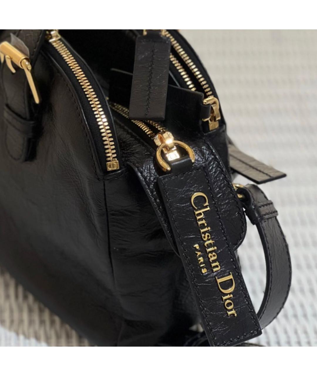CHRISTIAN DIOR Черная кожаная сумка с короткими ручками, фото 8