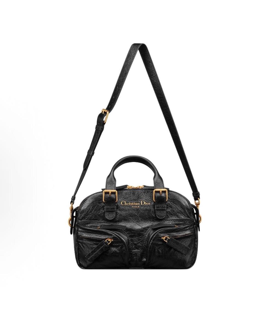 CHRISTIAN DIOR Черная кожаная сумка с короткими ручками, фото 2
