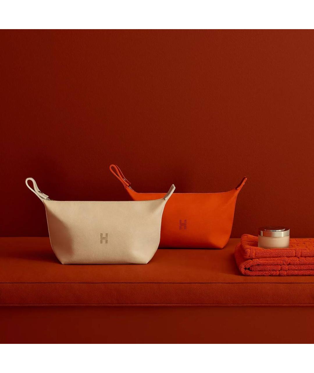 HERMES Оранжевая хлопковая косметичка, фото 2