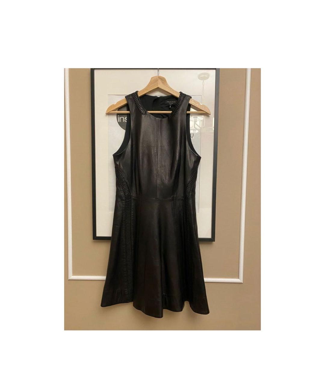 RAG & BONE Черное кожаное повседневное платье, фото 2