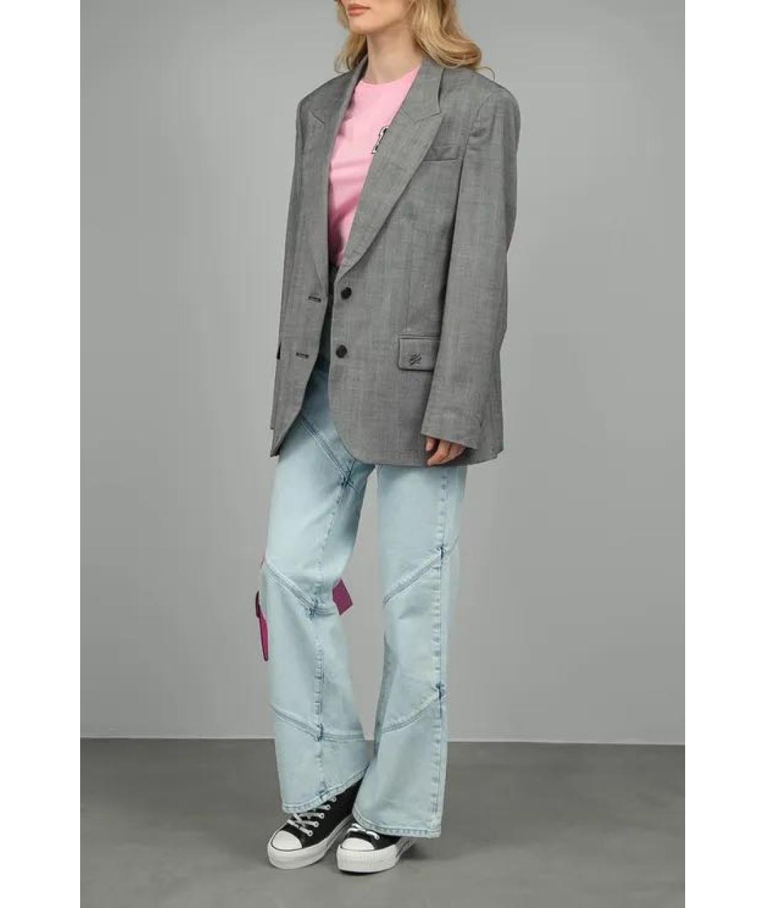 KARL LAGERFELD Серый шерстяной жакет/пиджак, фото 5