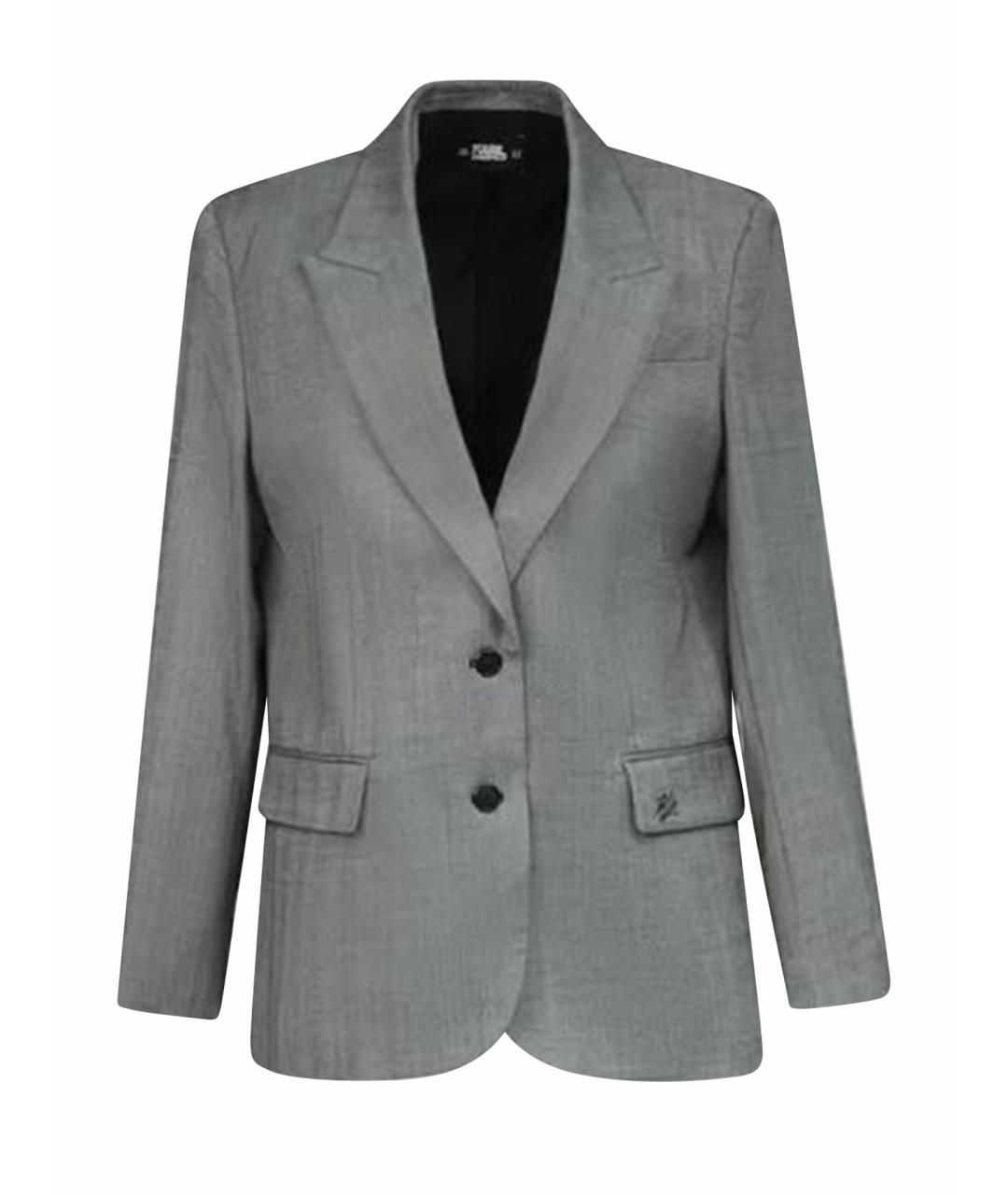 KARL LAGERFELD Серый шерстяной жакет/пиджак, фото 1