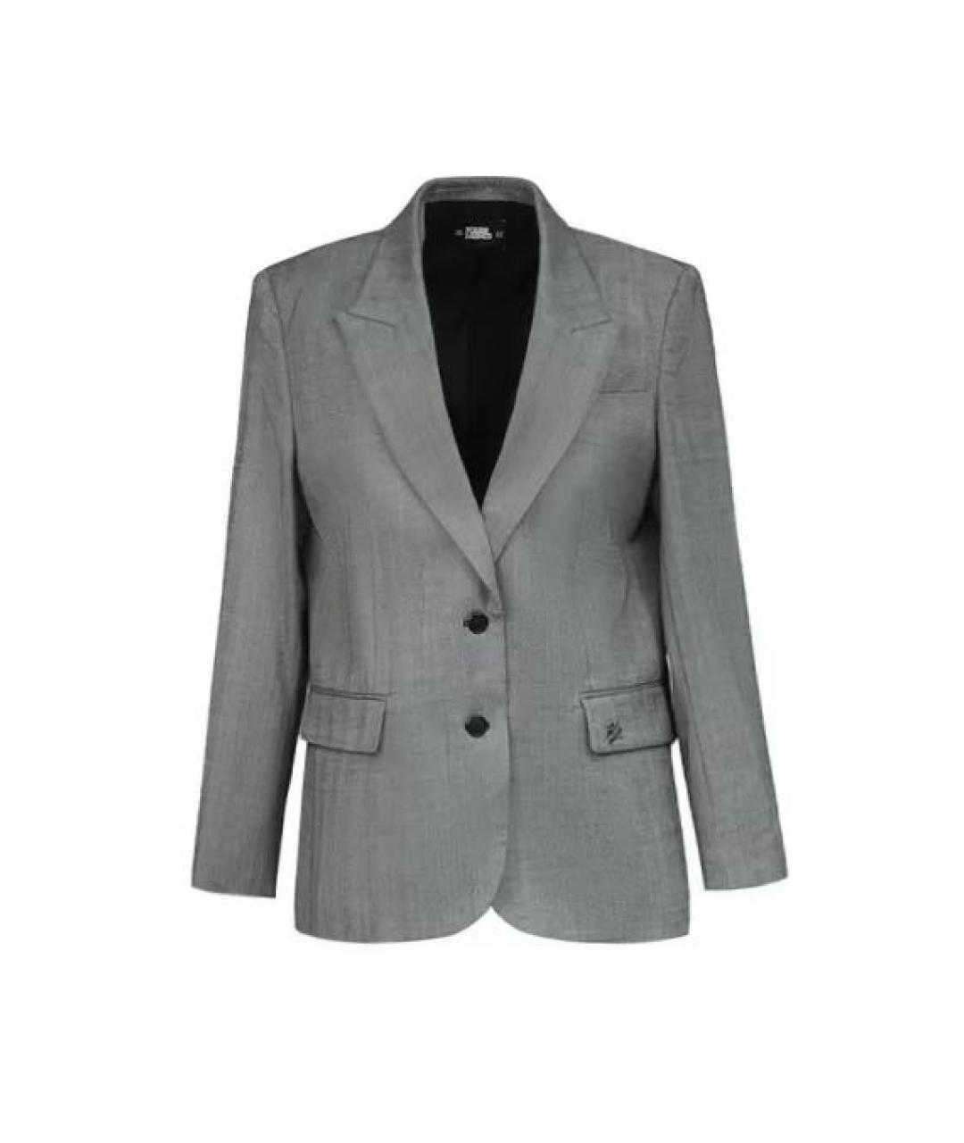 KARL LAGERFELD Серый шерстяной жакет/пиджак, фото 8