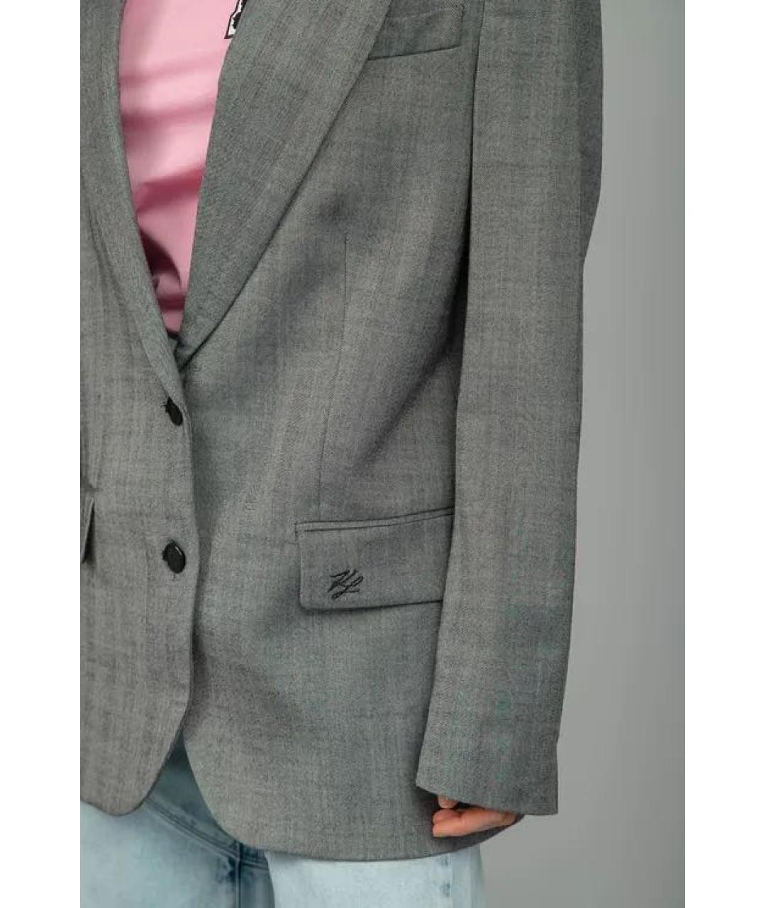 KARL LAGERFELD Серый шерстяной жакет/пиджак, фото 6