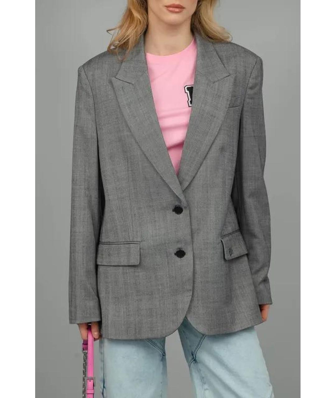 KARL LAGERFELD Серый шерстяной жакет/пиджак, фото 4