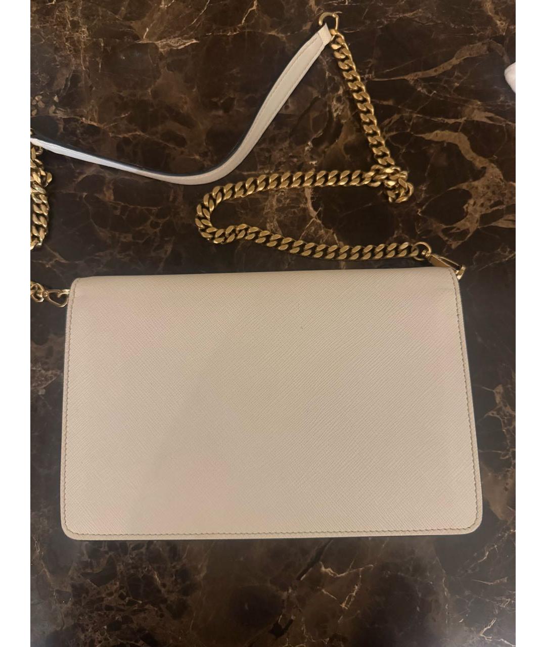 PRADA Белая кожаная сумка через плечо, фото 3