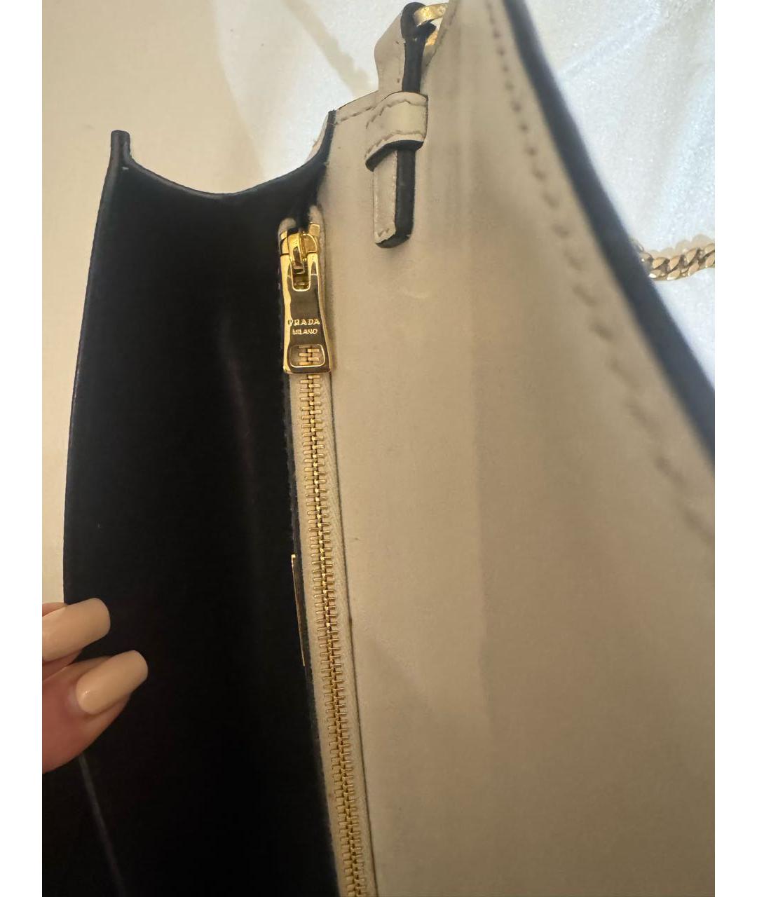 PRADA Белая кожаная сумка через плечо, фото 5